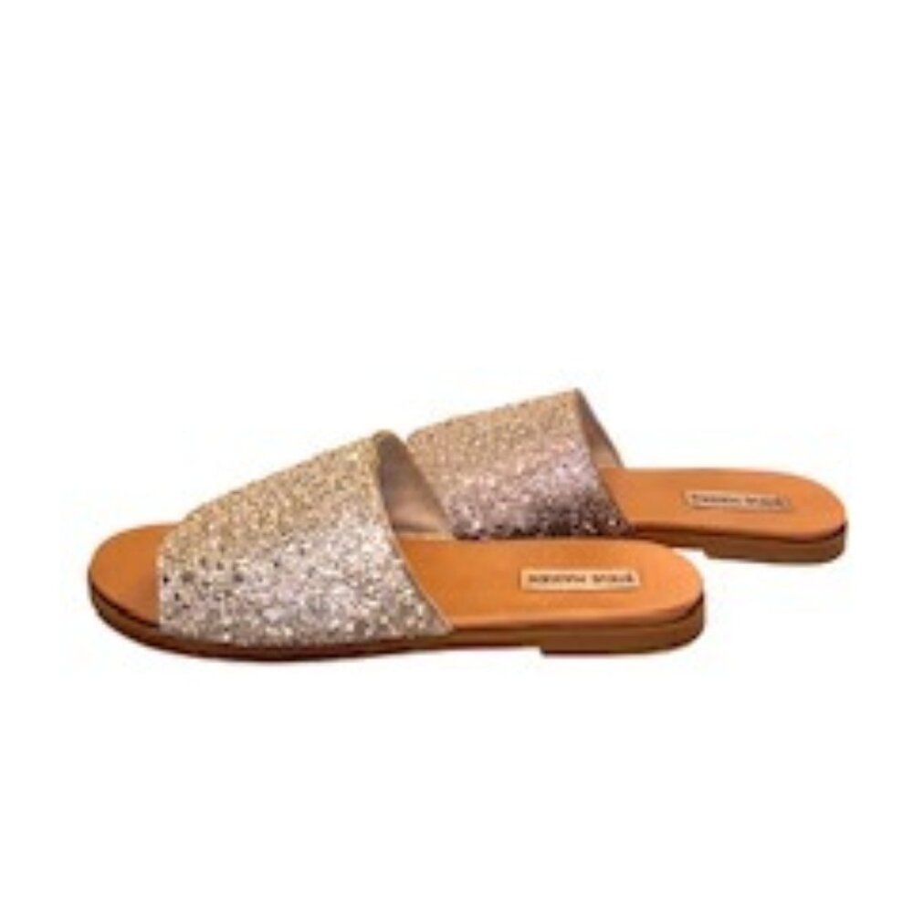 Steve Madden Rhinestone Embellished Slides, Silver, Size: 10